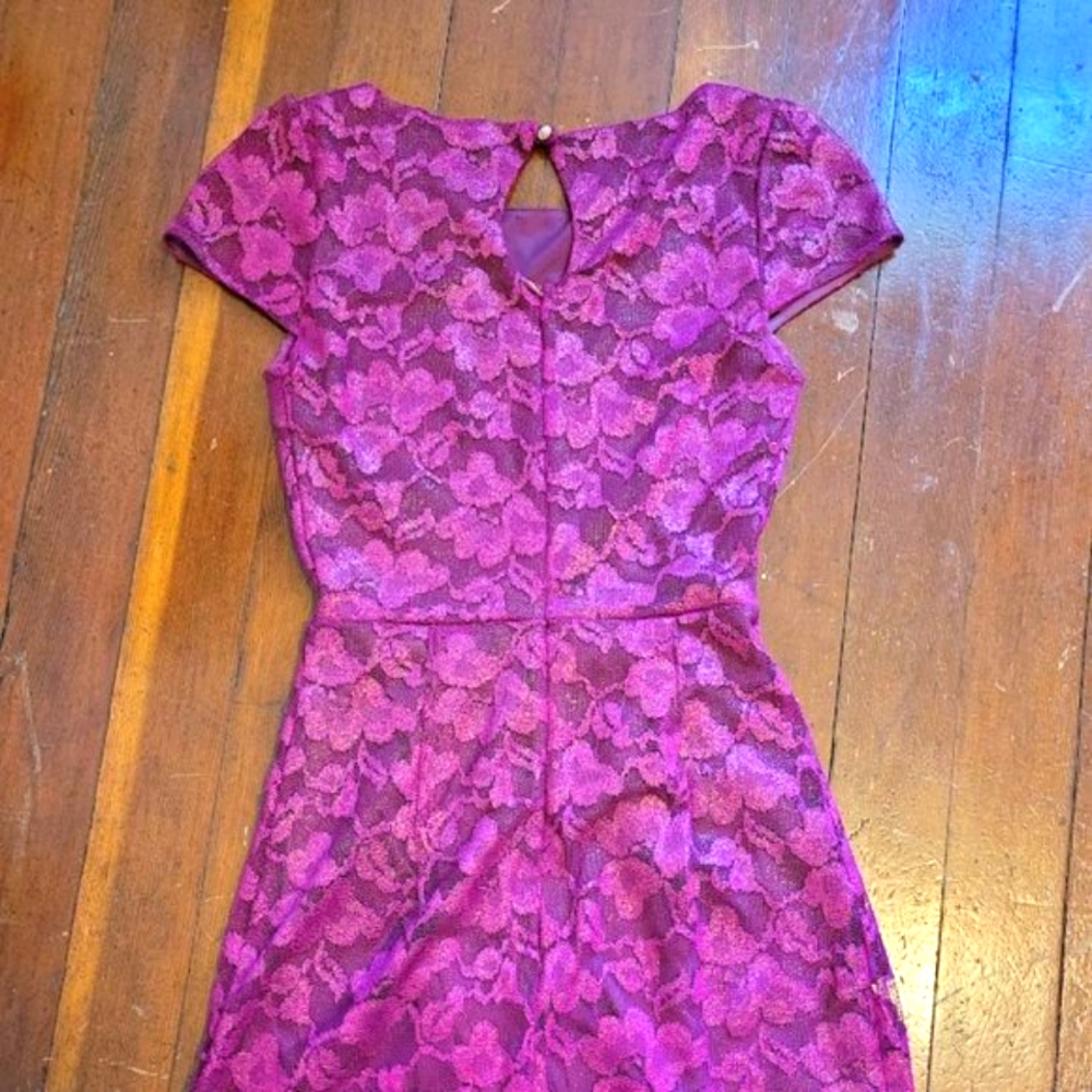 Pink Owl Lace Dress w/ Keyhole Back - Picture 2 of 6